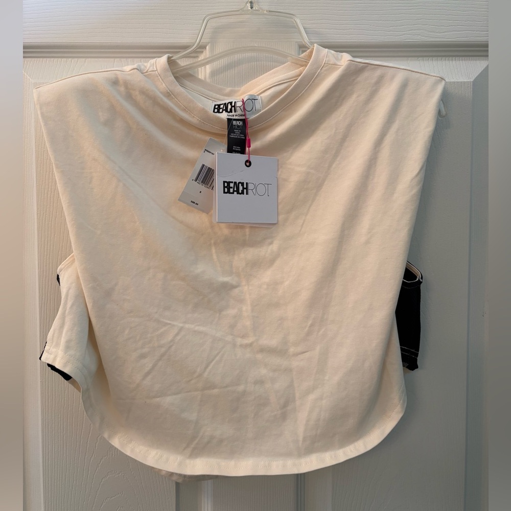 Beach Riot Cropped Dunes Tee Black Sides Size Small
